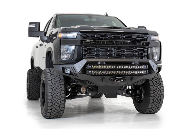 Chevrolet Silverado 2500 Bumper - Front - Addictive Desert Designs - Bomber HD - Hammer Black with Satin Black panels - `20-`27